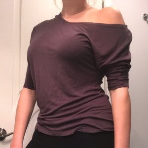 Ambiance Apparel Grey Off-The-Shoulder Top, Sz. L